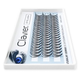 Clavier C-Curl Classic False Eyelashes in Clusters, Real Silk Eyelashes in a Tuft, Various Lengths from 8 to 14 mm, Natural Looking, for a Multidimensional Effect