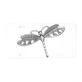 CafePress Metallic Silver Dragonfly Aluminum License Plate, Front License Plate, Vanity Tag