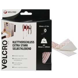 VELCRO Brand - Heavy Duty Stick On | Superior Holding Power Indoors & Outdoor Use | 50mm x 2.5m Tape | White