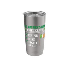 St Patricks Day Checklist Funny Stainless Steel Insulated Tumbler