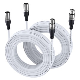 EBXYA XLR Cable 50ft 2 Packs - Premium Balanced Microphone Cable with 3-Pin XLR Male to Female Mic Speaker Cable, White