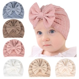 Daysskk Pack of 5/6 Baby Turban Hat Newborn Girls Boys Hat Summer for Baby 0-12 Months, 6pcs-a