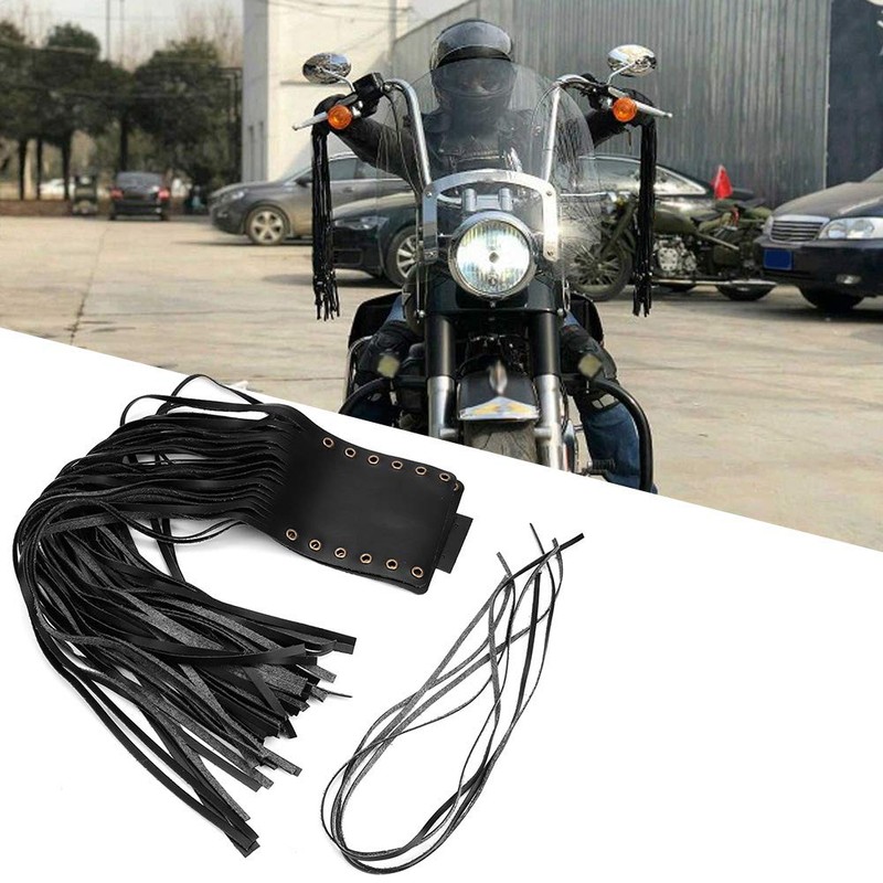 Milltrip 2Pcs Motorcycle Handlebar Tassel Grips - Premium PU Leather