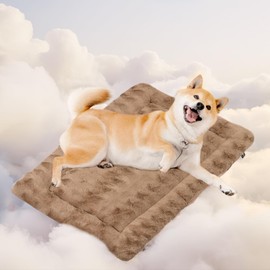 Mora Pets Dog Bed Mat Rose Plush Crate Pad Calming Pet Sleeping Mat Anti Slip Washable Kennel Mat for Small Medium Large Dog and Puppy Brown 30 Inch