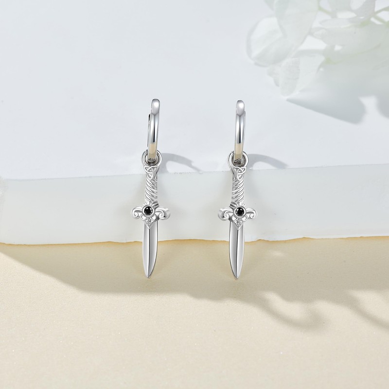 DAYLINLOVE Sterling Silver Sword Dangle Earrings