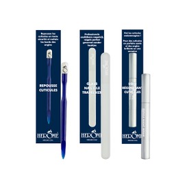 Herome Combi Pack Cuticle Pusher, Glass Nail File Pocket Size & Cuticle Wonderpen (Cuticle Pusher, Glass Nail File Travel Size & Cuticle Night Repair (Wonderpen))
