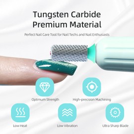 HYTOOS Tungsten Carbide Acrylic Nail Drill Bit Professional Efile Chrome 6.6mm Red Crystal Top Large Barrel Nail Bits 3/32" 2 Way Beginner Electric File Manicure Art Polishing Remove Gel C