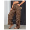 OYOANGLE Women's Leopard Print Elastic High Waist Long Pants Cheetah