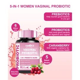 Vaginal Probiotics Supplement for Women, 70mg Vaginal Probiotic Blend(6B CFU), Lactobacillus Probiotic & Cranberry Extract for Vaginal Odor- pH Balance, Organic Prebiotic Supplement(60 Capsules)