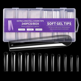 COLORBIRD Nail Tip, Long, Super Long, 240 Pieces, Super Demon Long, Clear, Gal Nail Nail (Square SL)