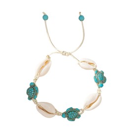 Caiyao Boho Turtle Starfish Shell Evil Eye Beach Ankle Bracelets Necklace Adjustable Summer Ocean Bracelets Jewelry for Women-Turtle