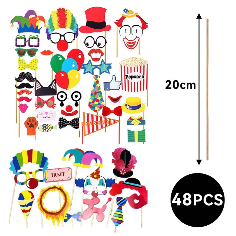 2 Sets Clown Photo Props Circus Hand Mask Handheld Photo