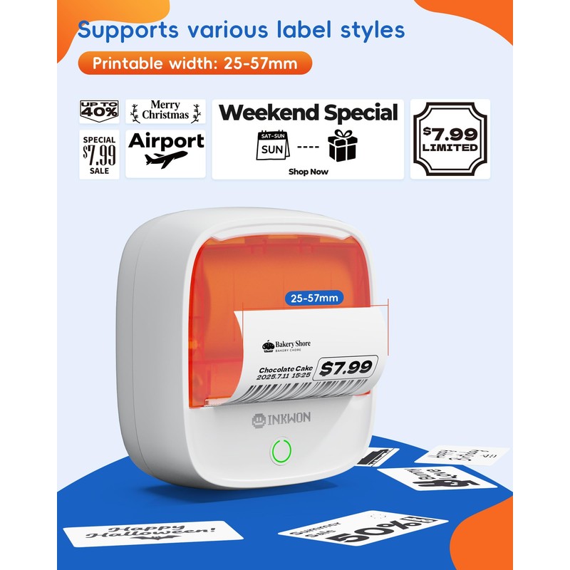 InkWon B21 Label Maker, 2-Inch Bluetooth Label Maker Machine with