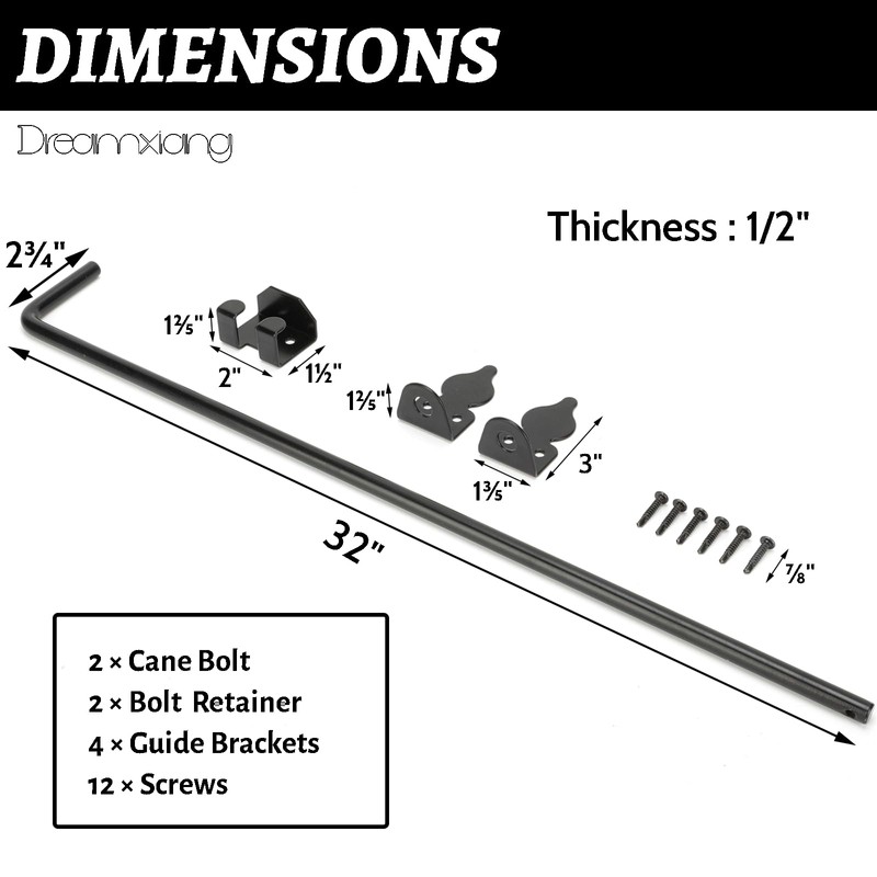 36" Heavy Duty Cane Bolt Gate Drop Rod Hardware Ground