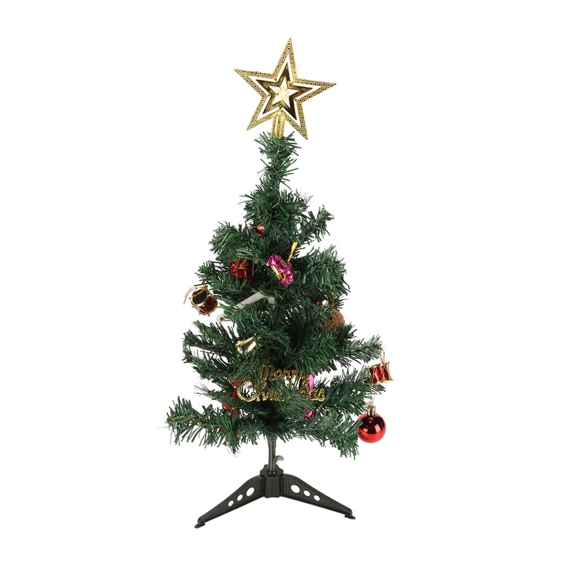 19.7inch Tabletop Christmas Tree Mini Artificial Decorated Christmas Tree Set