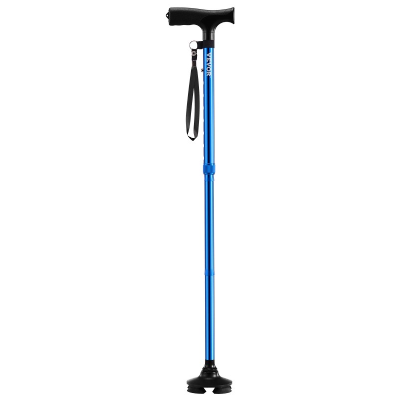 VEVOR Walking Cane Folding Walking Stick 8-Level Height 4-Pronged Pivoting