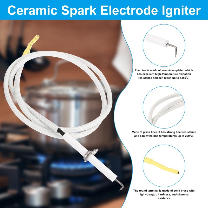 PATIKIL 3Pcs Ceramic Spark Electrode Igniter with Wire Lead Replacement