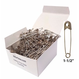 NiftyPlaza 200 Pcs Heavy Duty Large 1-1/2" Safety Pins - High-Grade Steel, Nickel Plated, Rust Resistant (200 Safety Pins)