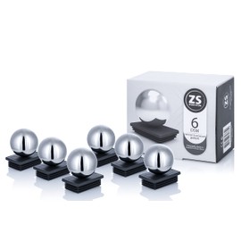 Stainless Steel Fence Caps Set, Post Caps for Double Rod Mat Fences, 40 x 60 mm, Fence Decoration, Fence Decoration, Post Caps with Stainless Steel Ball (12 Set, Polished, 50 mm Ball)