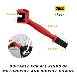 Dickno 2 PCS Motorcycle Chain Brush, Bicycle Chain Cleaning Brush Tool, Chain Gears Maintenance Cleaning Brush for Motorcycle Bicycle Scooter Tricycle, Motorcycle Accessories (Red)