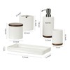 Motifeur Bathroom Accessories Set, 5-Piece Ceramic and Wood Bath Accessory