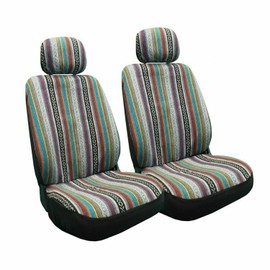 Universal Baja Inca Saddle Mexican Blanket Low Back and Rear Bench Seat Covers Set (Universal Baja Inca Saddle Mexican Blanket Low Back & Rear Bench Seat Covers Set with Steering Wheel Cover)