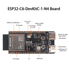 APKLVSR ESP C6 ESP-C6-DevKitC-1-N4 Development Board, ESP Module Supports WiFi Bluetooth 320KB ROM 4M for Arduino (USB C Port)