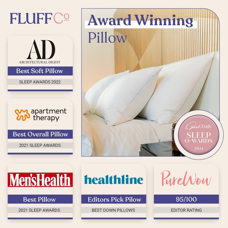 FluffCo Zen Fluff Pillows - Down Alternative - Standard/Queen Bed