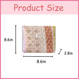 uekeboag Quilted Cotton Makeup Bag,Coquette Quilted Toiletry Bag for Women and Girls,Floral Coquette Pouch,Cute Kawaii Travel Cosmetic Bags(Brown Flower)