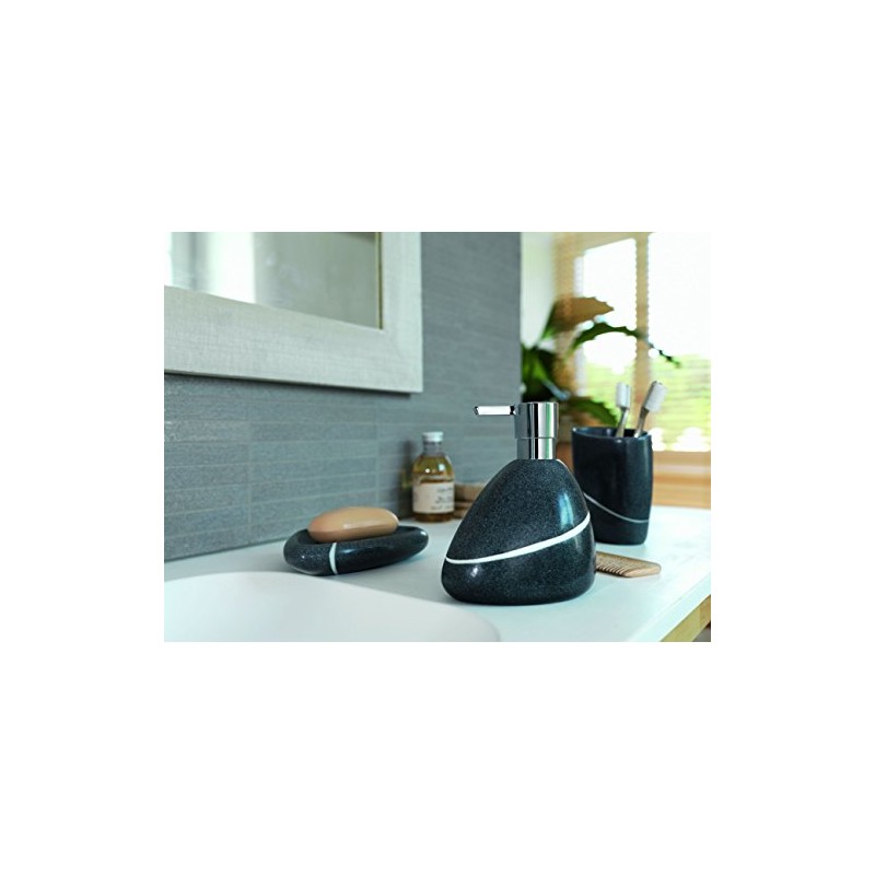 Spirella Etna Stone Soap Dispenser Polyresin Black White Stone Effect