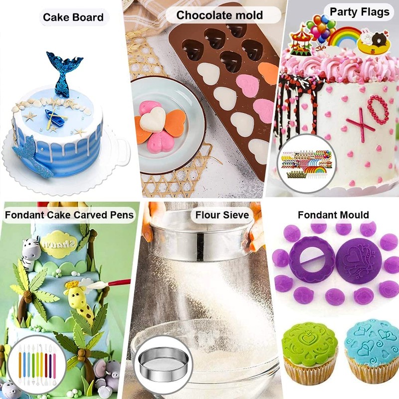 Gawren-H&E 678pcs Cake Decorating Kit,Baking Supplies with Decorating Tools,Cake Carrier,Cake
