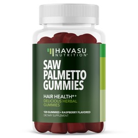 Saw Palmetto for Men Gummies | Saw Palmetto Supplement and DHT Blocker for Hair Health & Male Patterned Balding | Saw Palmetto Hair Supplement for Men | 120 Raspberry Vegan Mens Hair Gummies