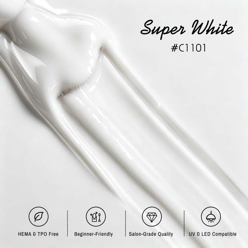 18ml Super White Gel Nail Polish, Nail Manicure Salon UV/LED