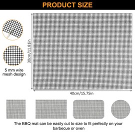 Pack of 4 Grill Mat 40 x 30 cm Grill Grill Mats Grill Mesh Mat Heat Resistant Baking Accessory Non-Stick Grill Net Heat Resistant Reusable Grill Mat for Gas Grill, Charcoal, Electric Grill