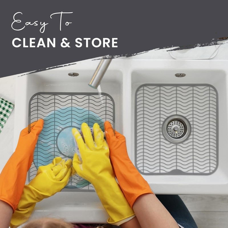 DecorRack Gray Sink Protectors for Kitchen, Plastic 12" x 11"