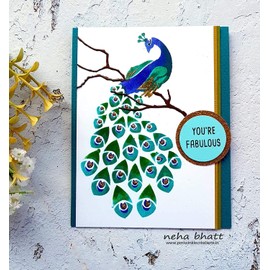 CrafTreat Layered Peacock Feathers Stencils for Painting on Wall Art, Canvas, Furniture, Journal Notebook and Room Decor - 6x6 Inches - Reusable Peacock Stencil for Photo Album & Crafting Home Decor