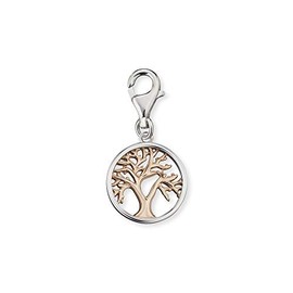 Engelsrufer Women's Tree of Life Charm Decorated with Rose Gold Plated 925 Sterling Silver Lobster Clasp Diameter 12 mm ERC-LILTREE-BICOR, Silver Silver Rose gold plated, No Gemstone