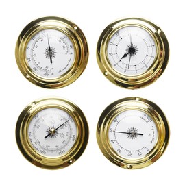 4-Pack Mini Hygrometer Thermometer, Weather Station Set, Portable Marine Wall Mounted Barometer Clock Meter Thermometer Hygrometer Kit