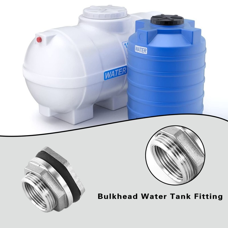 Fitvell 304 Stainless Steel Bulkhead Water Tank Fitting 1" Female