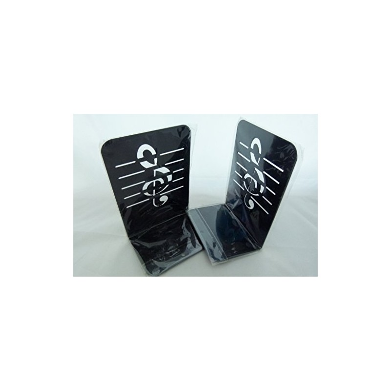 Music Themed Bookend - A Pair of Black Treble Clef