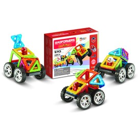 Magformers WOW Plus Magnetic Building Blocks Toy. Makes 30 Different Cars With Detachable Race Driver. STEM Toy With 18 Pieces., 70702