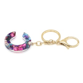 Jasimkiss Fashion Initial Letter Keychains Car Key Ring Bag Purse Keychains Good Luck Amulet protection Charm Keychains for Women (Gold-purple C)