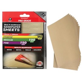 12pc Sandpaper Sheets | Assorted Grits Aluminium Oxide Sand Paper Pack For Wood & Walls | 4x Fine, 4x Medium, 4x Coarse Grit Sanding Paper