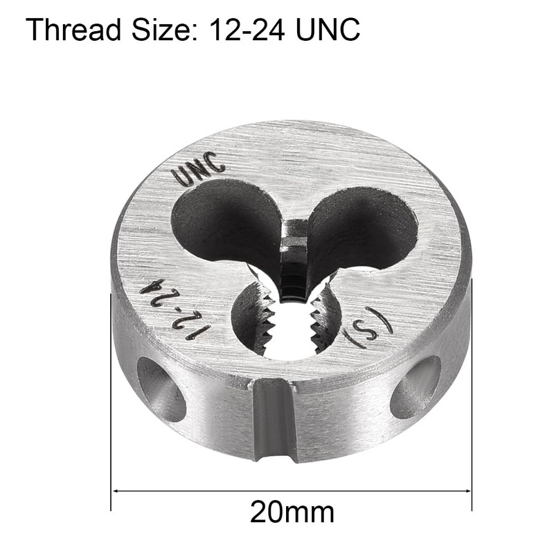 uxcell 2pcs 12-24 UNC Round Die Machine Thread Right Hand