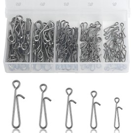 Realure 100 Pcs/5 Sizes Quick Change Fishing Rolling Swivels Hanging Snaps Sea Fishing Swivels and Clips for Fishing Lure to Line Connectors (100 Pcs(1# 2# 3# 4# 5#))