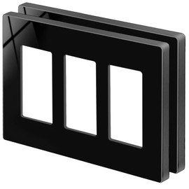 BESTTEN 2 Pack 3-Gang Gloss Black Screwless Wall Plate, Decorator Outlet Cover, Decorative Switch Plate, Decor Switch Plate, Unbreakable Polycarbonate Wallplate