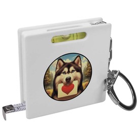 Azeeda 'Siberian Husky Love Note' Keyring Tape Measure/Spirit Level Tool (KM00042821)