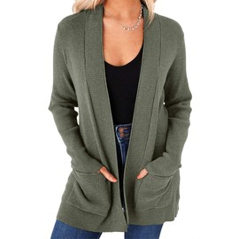 imesrun Womens Open Front Cardigans Casual Long Sleeve Classic Knit Sweater Outerwear with Pockets
