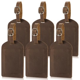 Ringsun Genuine Leather Luggage Tag for Suitcases ID Tags Bag Tags for Luggage (6 Pack)