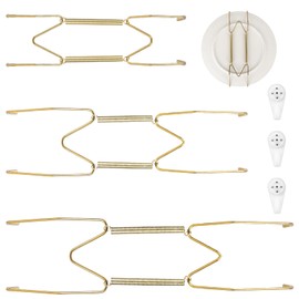 Pack of 3 Plate Hangers for Wall, 6"8"10" Stainless Steel Wall Plate Hangers for 5-10.5" Decorative Plates, Plate Holder for Display on the Wall, Gold-Plated Plate Hangers for Display